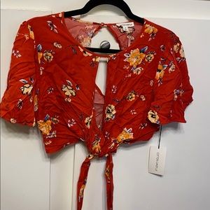 Red Floral Crop Top